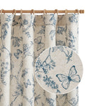 Linen Floral Curtain  2 Pc