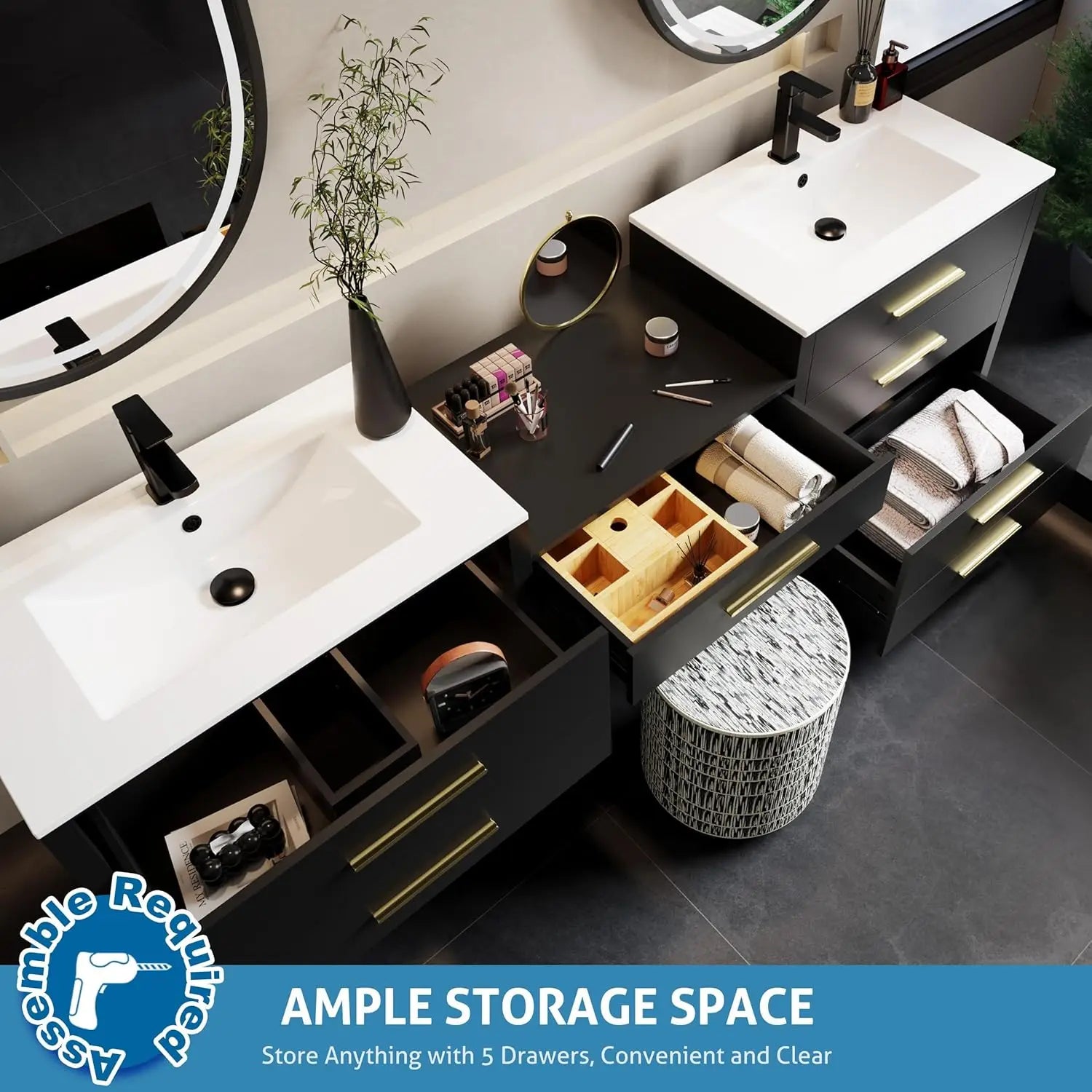 84" Bathroom Vanity Sink Combo