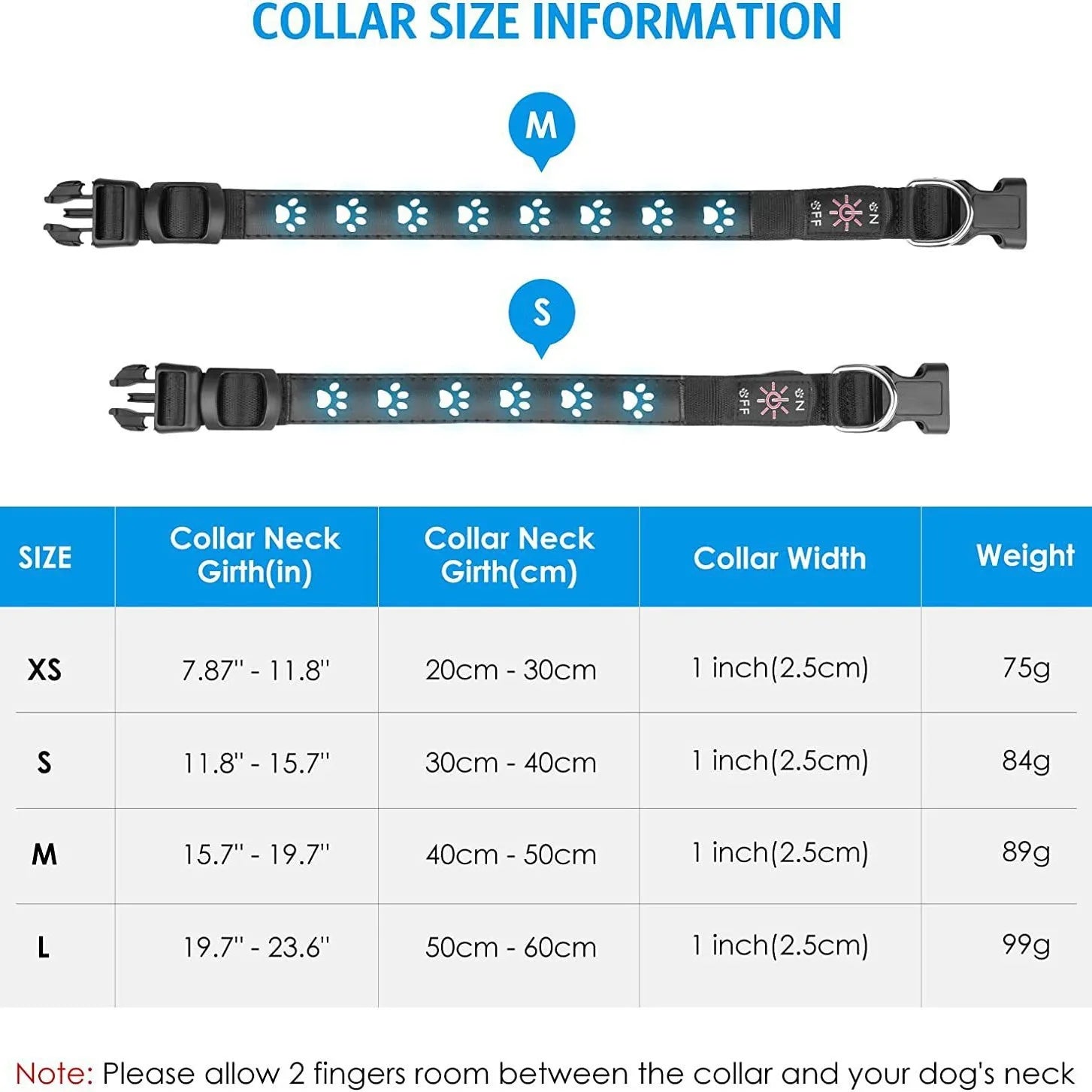 LED Dog Collar/Rainproof