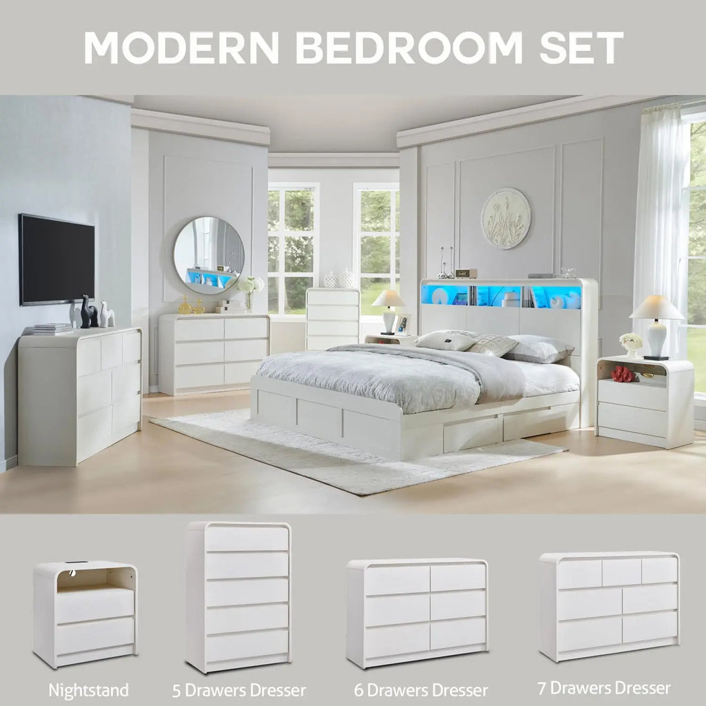 Wood Bedside Table w/Storage